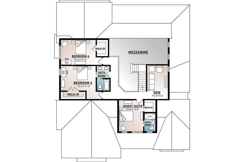 House Blueprint - Floor Plan - Upper Floor for Farmhouse House Plan #23-2690 - 4 bed, 3.5 bath
