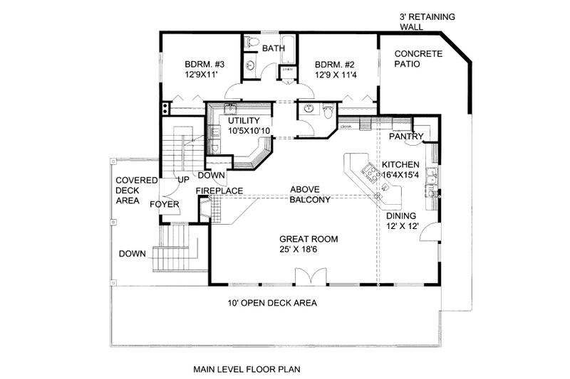 Architectural House Design - Floor Plan - Main Floor for Contemporary House Plan #117-926 - 3 bed, 2.5 bath
