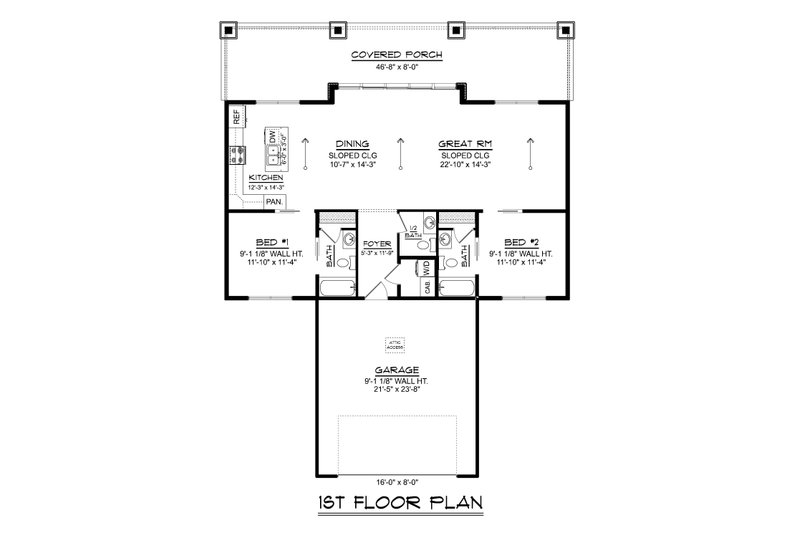 Architectural House Design - Floor Plan - Main Floor for Modern House Plan #1064-460 - 2 bed, 2.5 bath