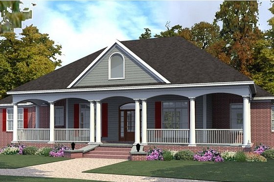 Exterior - Front Elevation for Farmhouse House Plan #63-385 - 3 bed, 2 bath