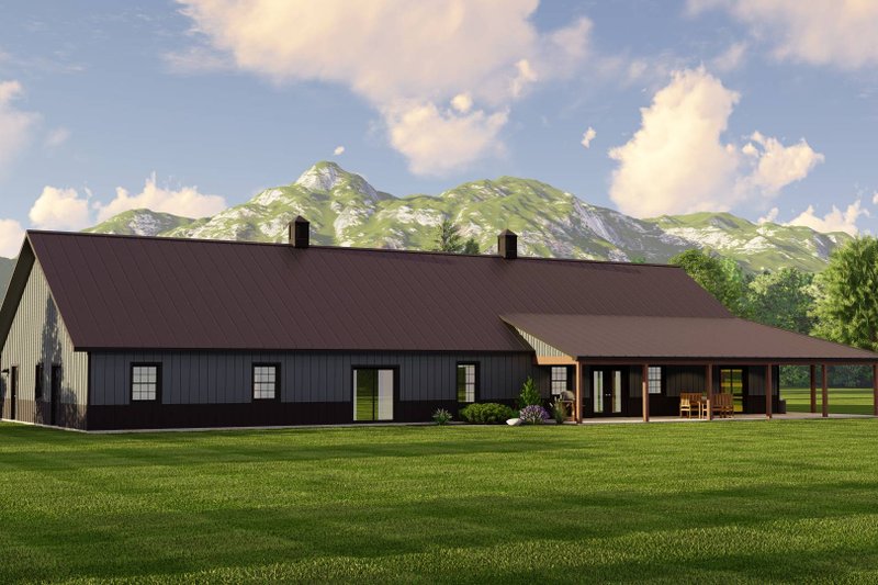 Architectural House Design - Exterior - Rear Elevation for Barndominium House Plan #1064-218 - 3 bed, 3.5 bath