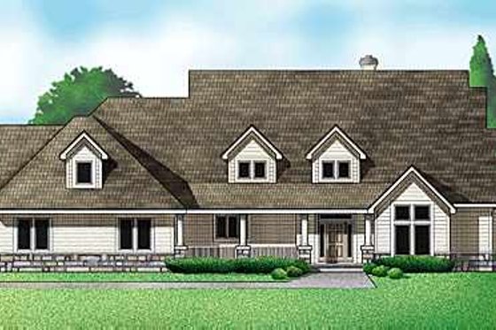 Exterior - Front Elevation for Country House Plan #67-294 - 4 bed, 4 bath