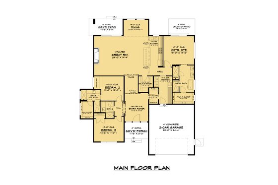 Floor Plan - Main Floor for Contemporary House Plan #1066-181 - 3 bed, 3 bath