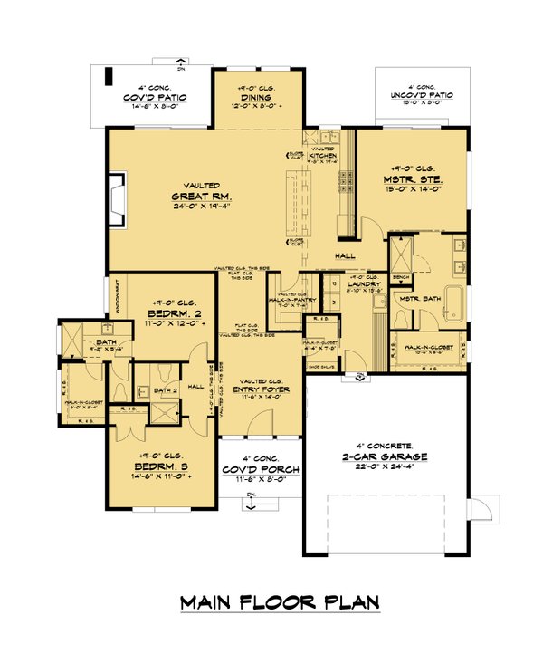 House Blueprint - Contemporary Floor Plan - Main Floor Plan #1066-181