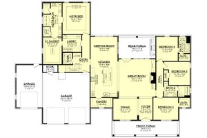 Floor Plan - Main Floor for Farmhouse House Plan #430-205 - 4 bed, 3.5 bath