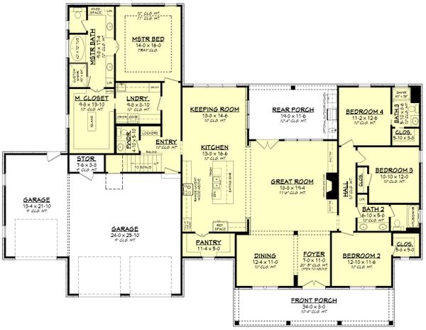 Dream House Plan - Farmhouse Floor Plan - Main Floor Plan #430-205