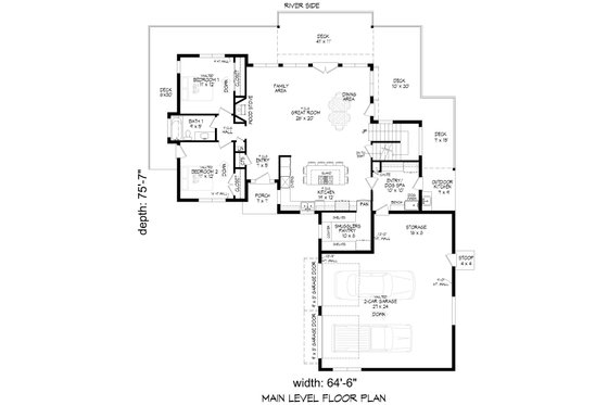 Floor Plan - Main Floor for Modern House Plan #932-550 - 3 bed, 3 bath