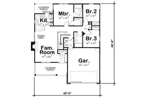 Floor Plan - Main Floor for Cottage House Plan #20-2225 - 3 bed, 2 bath