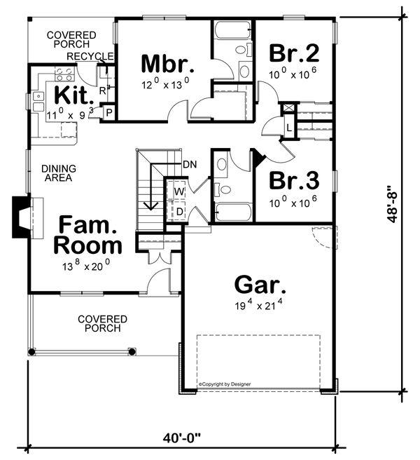 Home Plan - Cottage Floor Plan - Main Floor Plan #20-2225