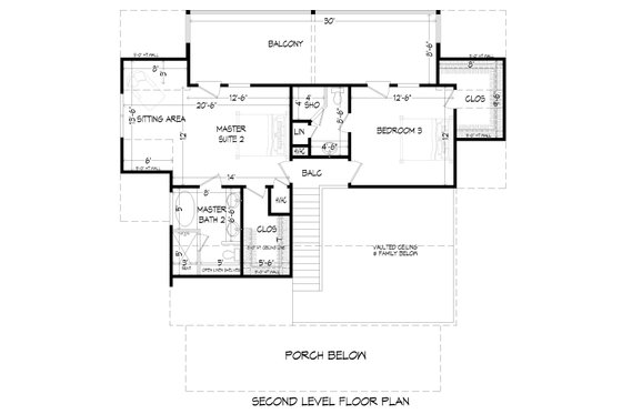 Floor Plan - Upper Floor for Cabin House Plan #932-48 - 3 bed, 3.5 bath