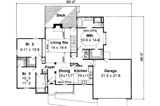 Floor Plan - Main Floor for Traditional House Plan #312-317 - 3 bed, 2 bath