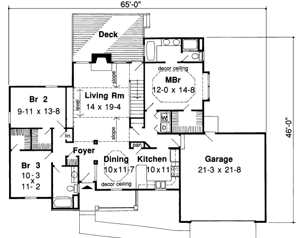 Floor Plan - Main Floor for Traditional House Plan #312-317 - 3 bed, 2 bath