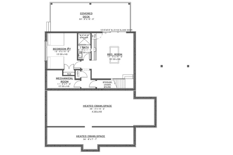 House Design - Floor Plan - Lower Floor for Cabin House Plan #1086-25 - 6 bed, 4 bath