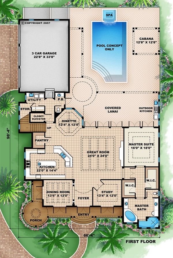 Beach Floor Plan - Main Floor Plan #27-525