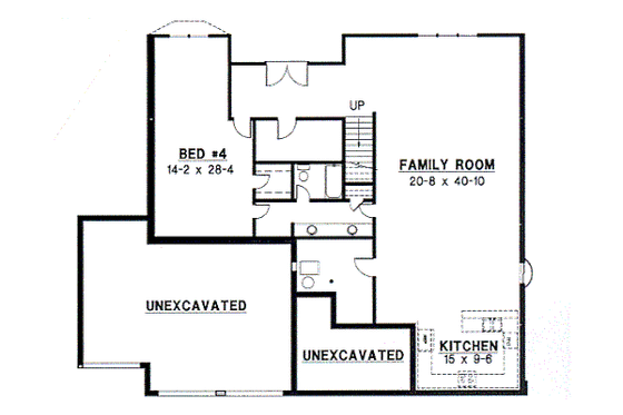 Floor Plan - Lower Floor for Traditional House Plan #67-386 - 4 bed, 3.5 bath