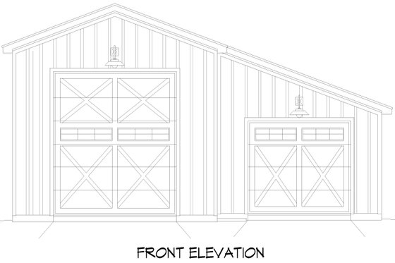 Exterior - Front Elevation 3 for Barndominium House Plan #932-1175, 0 bath