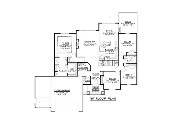 Floor Plan - Main Floor for Ranch House Plan #1064-82 - 4 bed, 2.5 bath