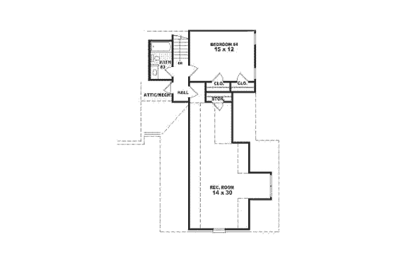Floor Plan - Upper Floor for Southern House Plan #81-390 - 4 bed, 3.5 bath
