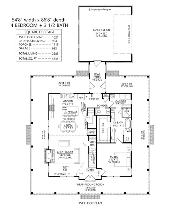 Farmhouse Floor Plan - Main Floor Plan #1074-128