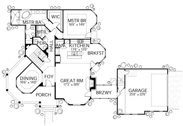 Dream House Plan - Traditional Floor Plan - Main Floor Plan #80-148