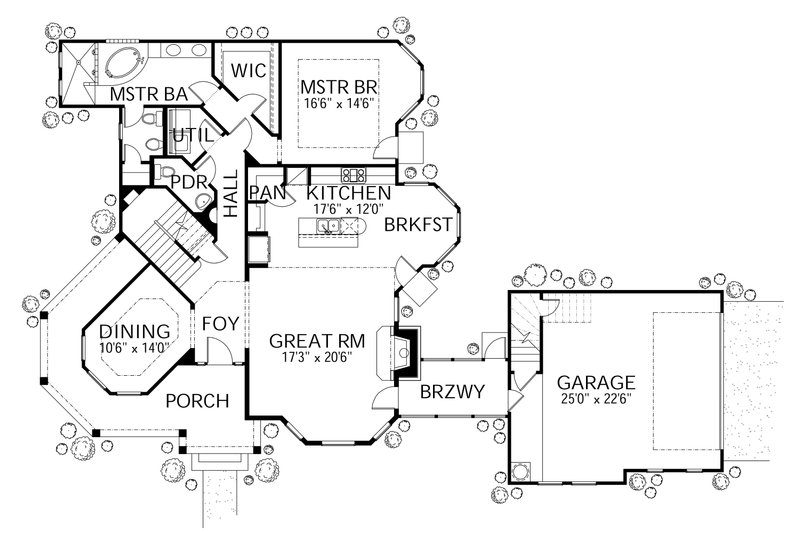 Dream House Plan - Floor Plan - Main Floor for Traditional House Plan #80-148 - 3 bed, 2.5 bath