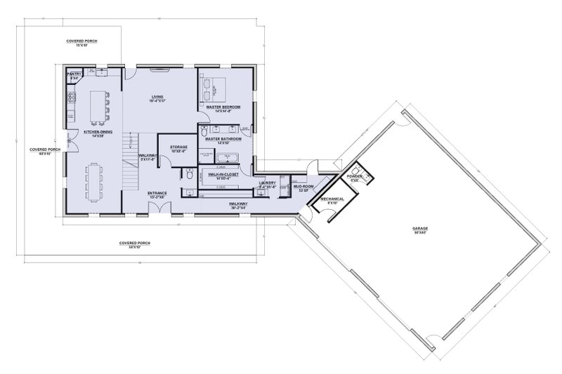 Dream House Plan - Floor Plan - Main Floor for Barndominium House Plan #1107-15 - 5 bed, 4 bath