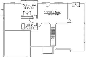 Floor Plan - Lower Floor for European House Plan #31-114 - 3 bed, 2 bath