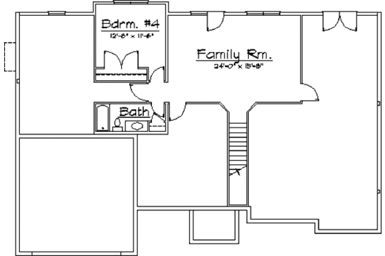 Floor Plan - Lower Floor for European House Plan #31-114 - 3 bed, 2 bath