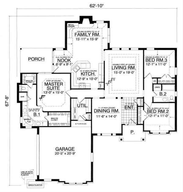 House Design - Tudor Floor Plan - Main Floor Plan #40-384