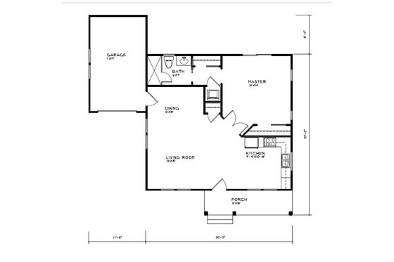 Floor Plan - Main Floor for Cottage House Plan #515-38 - 1 bed, 1 bath
