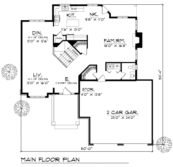 House Plan Design - Traditional Floor Plan - Main Floor Plan #70-358