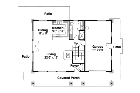 Floor Plan - Main Floor for Cottage House Plan #124-524 - 2 bed, 2 bath