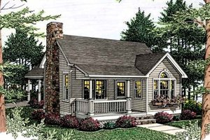 Cottage Exterior - Front Elevation Plan #406-215
