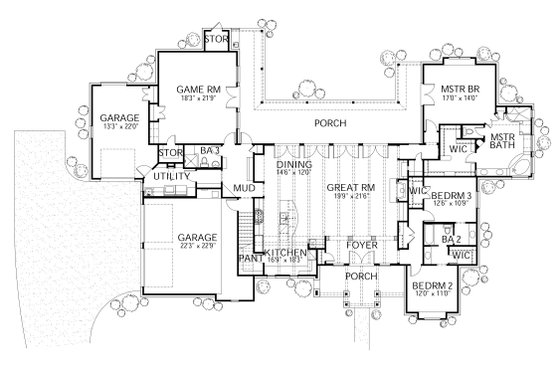 Floor Plan - Main Floor for Country House Plan #80-196 - 4 bed, 4 bath