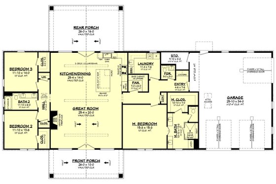 Floor Plan - Main Floor for Farmhouse House Plan #430-357 - 3 bed, 2.5 bath