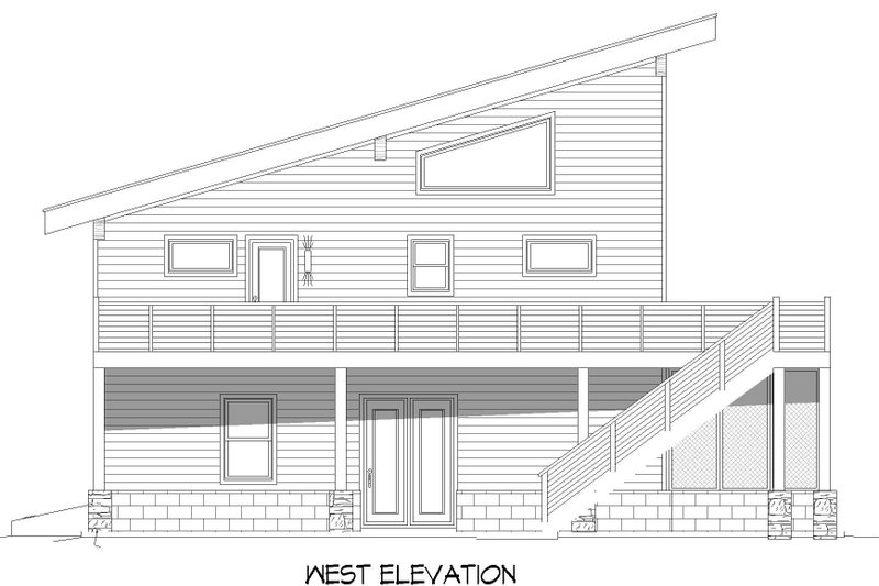 House Blueprint - Exterior - Rear Elevation for Contemporary House Plan #932-939 - 3 bed, 3 bath