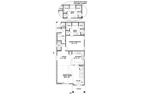 Floor Plan - Main Floor for Southern House Plan #81-131 - 3 bed, 2.5 bath