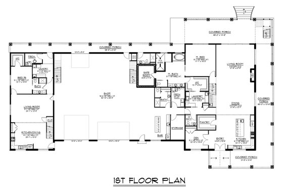 Floor Plan - Main Floor for Barndominium House Plan #1064-384 - 6 bed, 6.5 bath