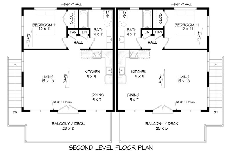 House Blueprint - Floor Plan - Upper Floor for Southern House Plan #932-1400 - 2 bed, 4 bath