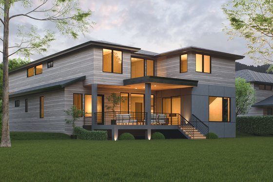 Exterior - Rear Elevation for Contemporary House Plan #1066-307 - 5 bed, 4.5 bath