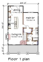 Floor Plan - Main Floor for Bungalow House Plan #79-326 - 3 bed, 2 bath