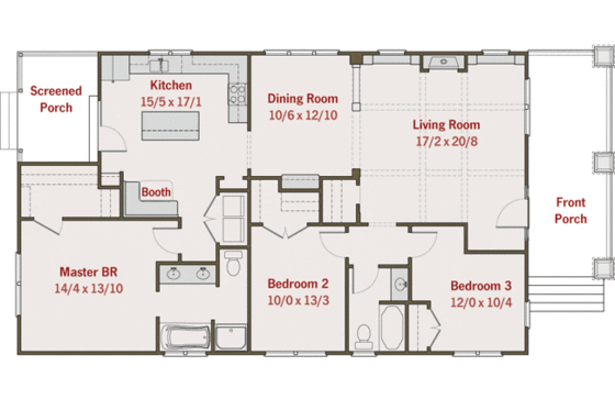 Floor Plan - Main Floor for Craftsman House Plan #461-7 - 3 bed, 2 bath