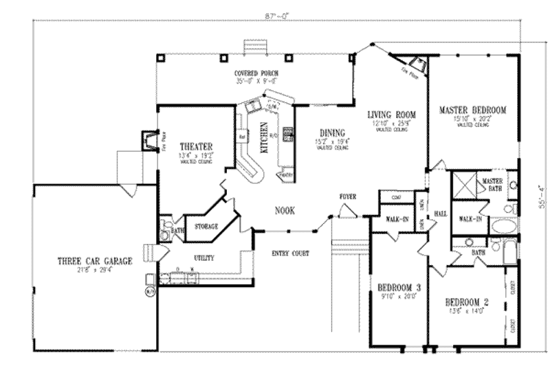 Dream House Plan - Floor Plan - Main Floor for Adobe / Southwestern House Plan #1-586 - 3 bed, 2.5 bath