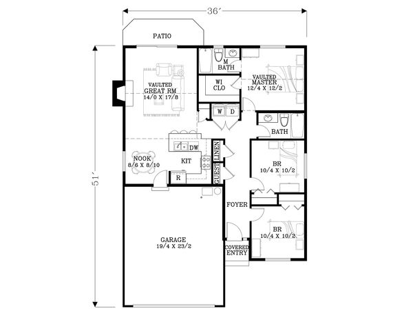 Dream House Plan - Craftsman Floor Plan - Main Floor Plan #53-594