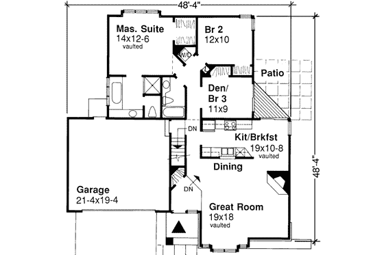 Floor Plan - Main Floor for Traditional House Plan #320-117 - 3 bed, 2 bath
