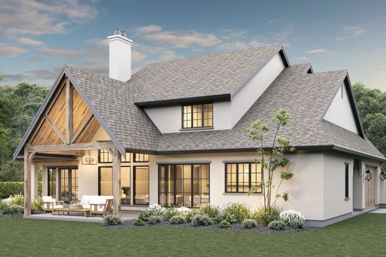 Exterior - Rear Elevation for European House Plan #1114-23 - 4 bed, 2.5 bath