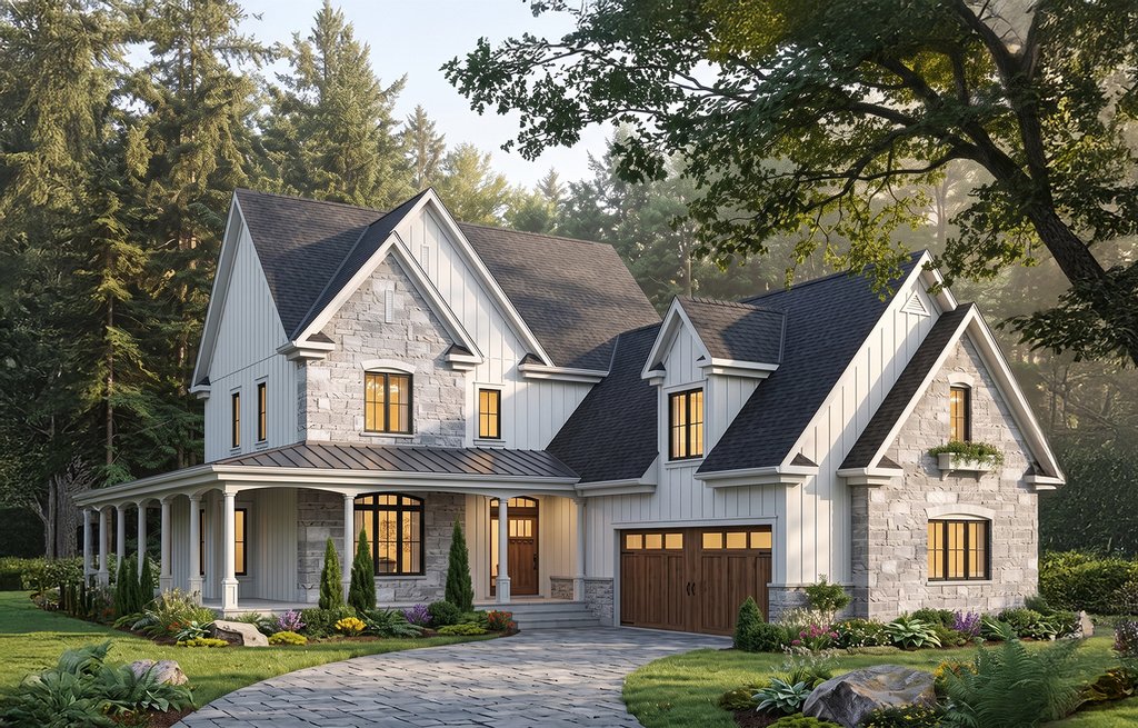 Exterior - Front Elevation 2 for Farmhouse House Plan #23-587 - 4 bed, 2.5 bath