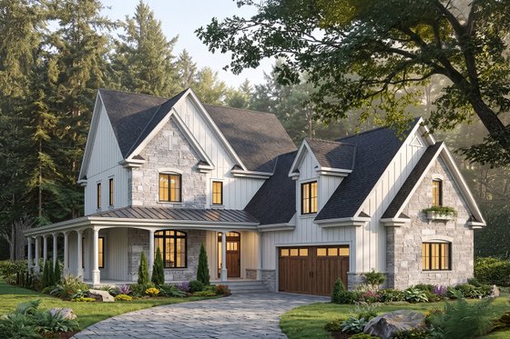 Exterior - Front Elevation for Farmhouse House Plan #23-587 - 4 bed, 2.5 bath