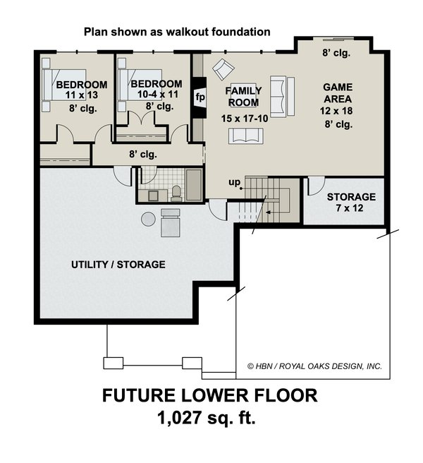 House Blueprint - Traditional Floor Plan - Lower Floor Plan #51-1179