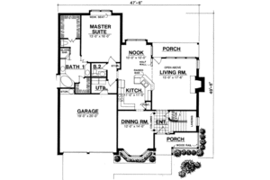 Floor Plan - Main Floor for Traditional House Plan #40-133 - 3 bed, 2.5 bath